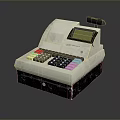 Computerized Cash Register With White Design Black Base Display Screen And Colored Buttons Keypad