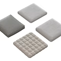 Set Of Four Square Gray Cushions Featuring Textured And Quilted Surface Styles