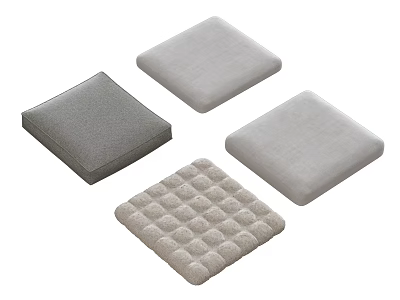 Set Of Four Square Gray Cushions Featuring Textured And Quilted Surface Styles 3d model