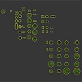Green Plant Models With Various Shapes On Gray Background And Reflection Effect