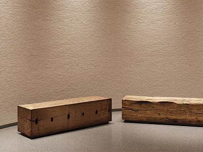 Quiet Wood Chair Bench Courtyard Seat 3d model