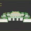 Traditional Ancient Chinese Architecture Featuring Red Brick Walls Yellow Tiled Roof And Symmetric Gates