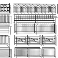 Multiple Decorative Metal Fence Designs Featuring Ornate Railings And Patterns 3d model