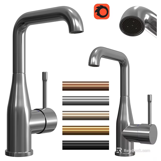 Modern Kitchen Faucet Featuring Sleek Design Stainless Steel And Multiple Color Options 3d model 