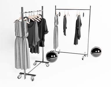 Modern Clothes Clothing Skirt Hanger Shirt Jacket Coat Rack Mobile Hanger Side Hanger 3d model