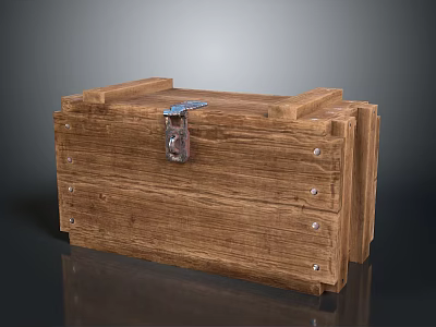 Durable Wooden Storage Box With Metal Lock Rivets And Natural Wood Grain 3d model