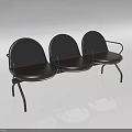 Modern Three Seater Sofa With Black Leather Seats And Metal Armrests