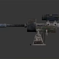 Vintage Double Barrel Weapon With Scope Metal Base And Heat Dissipation Holes