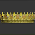 Elegant Yellow Crown Jewelry With Red Gemstones And Detailed Design