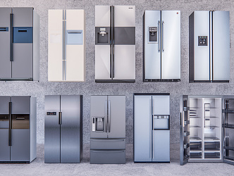 Modern refrigerator double door refrigerator combination 3d model