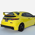 Yellow Honda Sports Car With Black Roof Rear Spoiler And Black Wheels