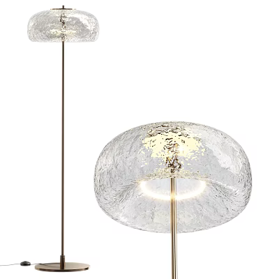 Elegant Modern Floor Lamp With Textured Glass Shade And Soft Illumination 3d model
