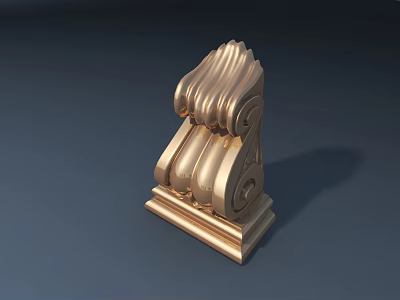 Golden Carved Road Facility Pedestal With Ornate Spiral Decorative Design 3d model
