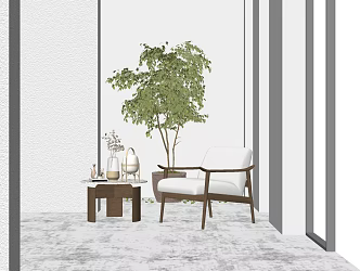 Modern Sofa Chair Leisure Chair Green Plant 3d model