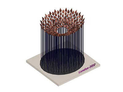 Garden Ornament With Spike Shaped Top Black Columns And London 2012 Square Base 3d model