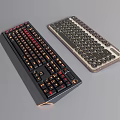 Two Modern Computer Keyboards With Backlit Illuminated Keys And Round Vintage Keycap Design 3d model