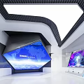 Hi Tech Exhibition Hall With Modern Design Large Digital Screens And Interactive Display Features 3d model
