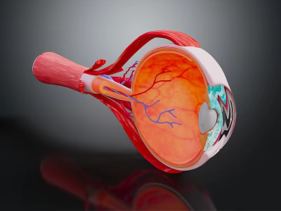 Detailed Human Eye Anatomy Model Showing Internal Structures And Blood Vessels 3d model
