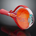 Detailed Human Eye Anatomy Model Showing Internal Structures And Blood Vessels