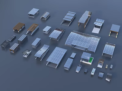 Modern Road Facilities With Bus Shelters Traffic Signs Solar Panels Metal Glass And Pedestrian Walkways 3d model