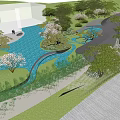 Modern Garden Landscape Design With Curved Paths Lush Greenery And Flowering Trees