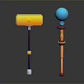 Vibrant Weapon Hammers with Yellow Square Head and Blue Ball Head in Colorful Handles Design