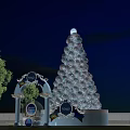Giant Colorful Light Up Tree Decoration With Archway And Night Sky Background