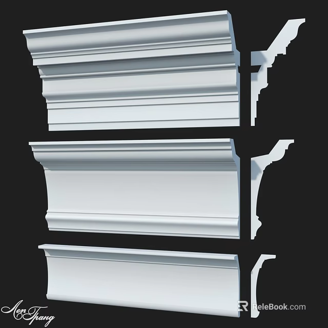 White Decorative Moldings With Various Architectural Designs For Interior Trim 3d model 