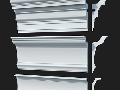 White Decorative Moldings With Various Architectural Designs For Interior Trim 3d model