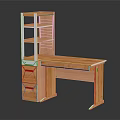 Practical Wooden Desk With Attached Bookshelf And Drawers For Home Office Study Use