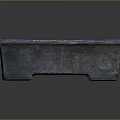 Vintage Stone Square Basin With Blue Edges And Bottom Drainage Hole