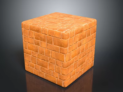 Wooden Stone Cube With Intricate Brick Pattern Surface And Solid Structure 3d model