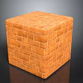 Wooden Stone Cube With Intricate Brick Pattern Surface And Solid Structure