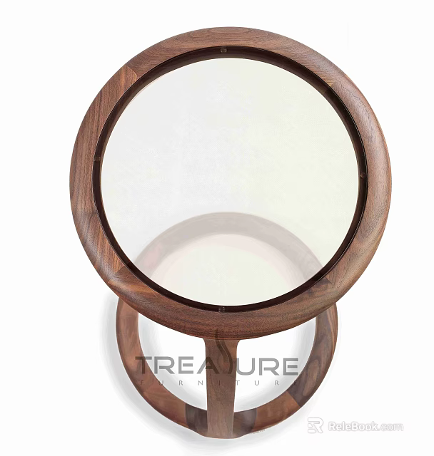 Modern Wooden Round Two-Tier Side Table With Elegant Design For Living Room 3d model 