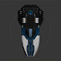 Futuristic Streamlined Space Vehicle With Blue White Design And Transparent Cockpit
