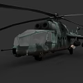 Green Camouflage Military Helicopter With Large Rotors And Fuselage Design
