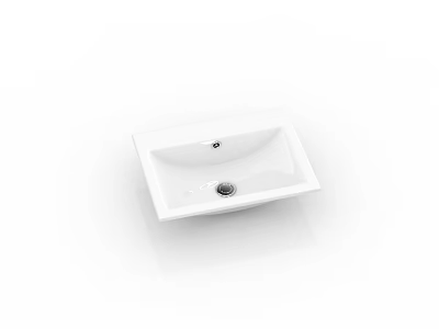 White Square Ceramic Washbasin For Modern Bathroom With Sleek Smooth Surface 3d model