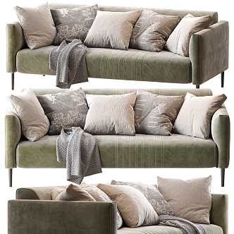 Modern double sofa fabric multi-person sofa 3d model