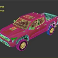 Orange Modern Pickup Truck With Off Road Style And Black Tires