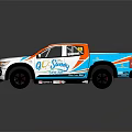 White Orange Blue Pickup Truck With Sunny Boy Livery And Number 18