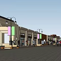 Vibrant Commercial Street Featuring Diverse Architectural Styles Plaza Shops And Pedestrians