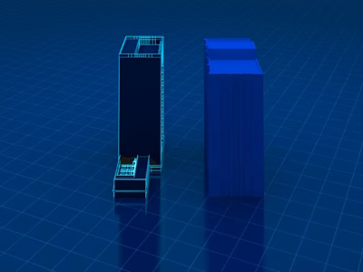 Urban Building Complex With Tall Structures Smaller Building And Blue Simple Design 3d model