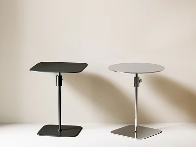 Modern Minimalist Side Tables in Black and Silver with Metal Bases and Smooth Tops 3d model