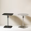 Modern Minimalist Side Tables in Black and Silver with Metal Bases and Smooth Tops