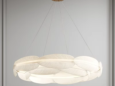 Feather Shaped White Modern Minimalist Hanging Chandelier with Soft Ambient Lighting 3d model