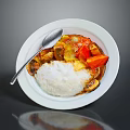 Healthy Homemade Rice Bowl With Fresh Vegetables Mushrooms Carrots Onions And Spoon