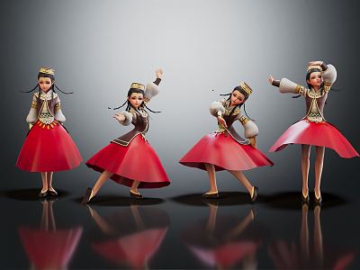 Modern Game Character Little Girl Xinjiang Dance 3d model