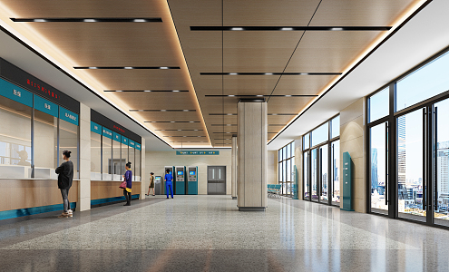 Modern Hospital Hall Hospital Inpatient Hall 3d model