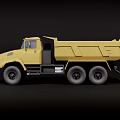 Yellow Six Wheel Dump Truck With Heavy Duty Design And Cargo Body