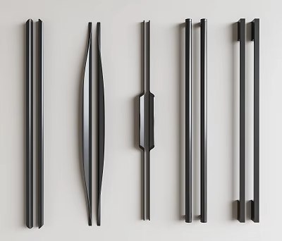 Modern Black Metal Door And Cabinet Handles With Various Sleek Contemporary Designs 3d model
